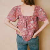 SOLD OUT - Fifi Top Pink Exotic Floral Block Print