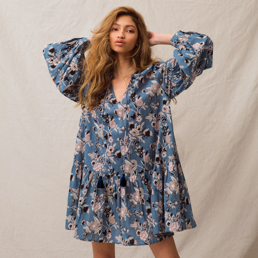 SOLD OUT - Kitty Dress Blue Peony